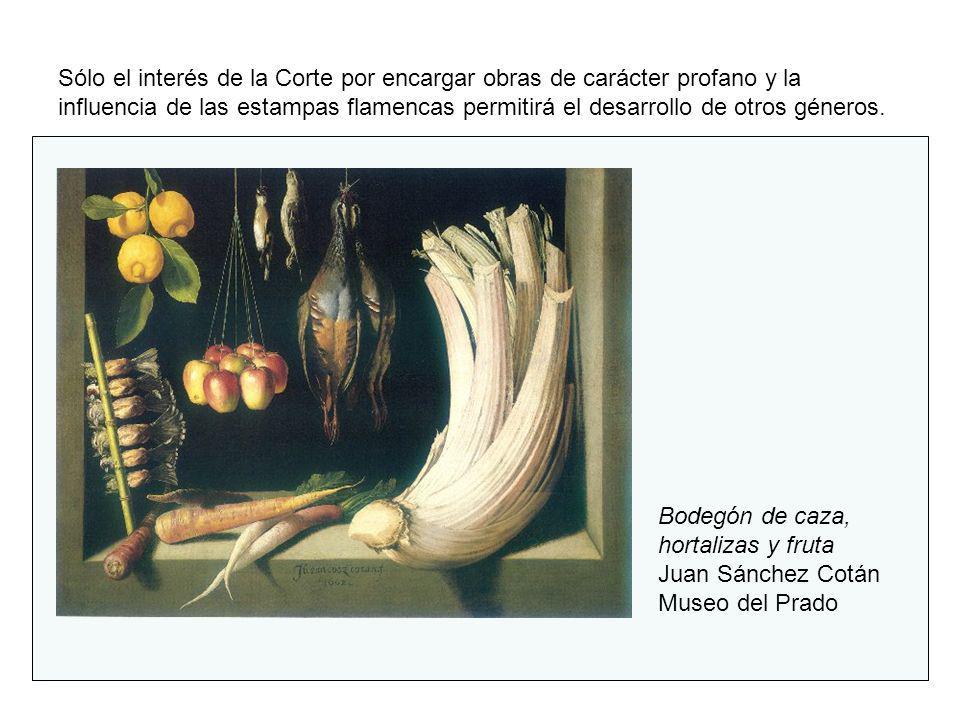 Sólo el interés de la Corte por encargar obras de carácter profano y la influencia de las estampas flamencas permitirá el desarrollo de otros géneros.
