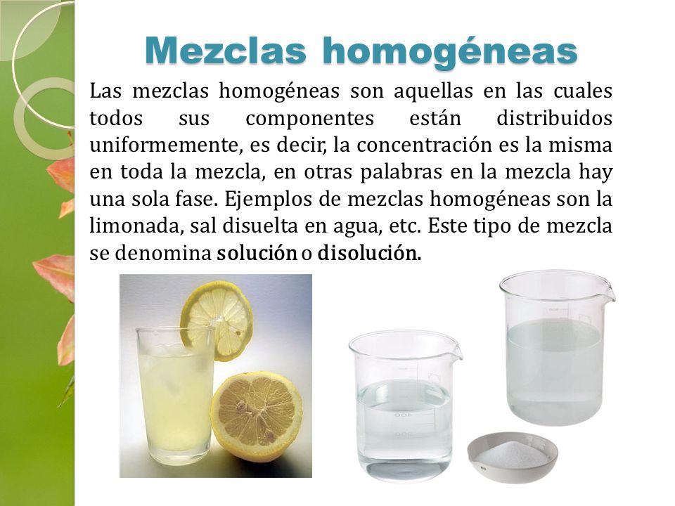 Mezclas homogéneas