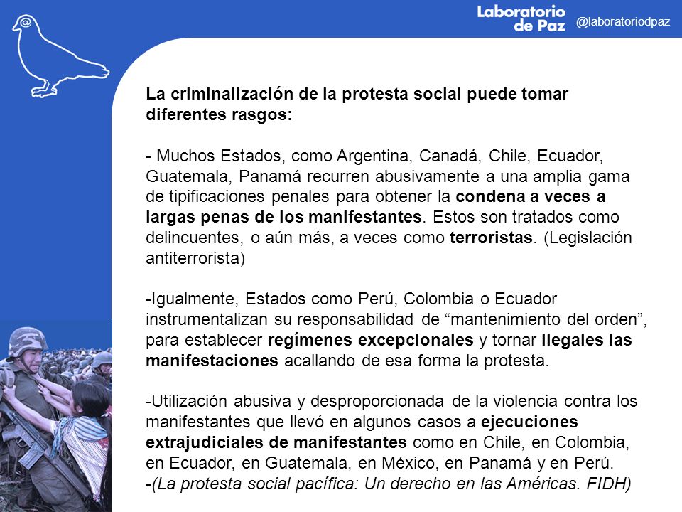 (La protesta social pacífica: Un derecho en las Américas. FIDH)