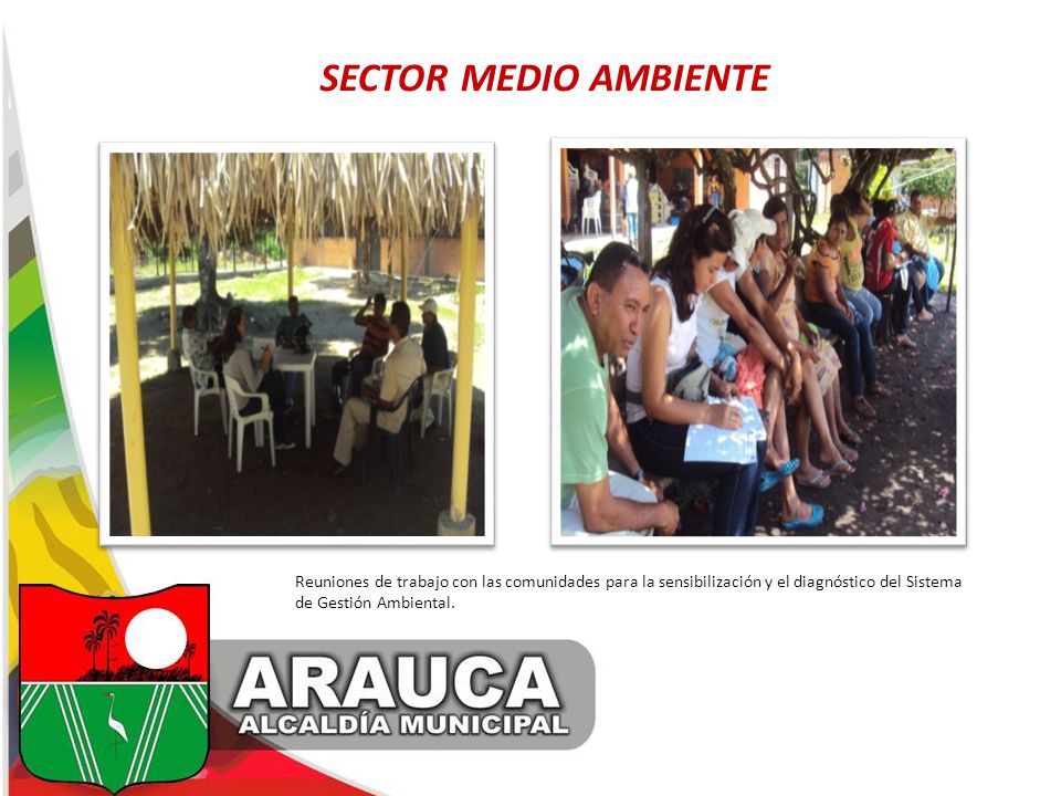 SECTOR MEDIO AMBIENTE Reuniones de trabajo con las comunidades para la sensibilización y el diagnóstico del Sistema de Gestión Ambiental.