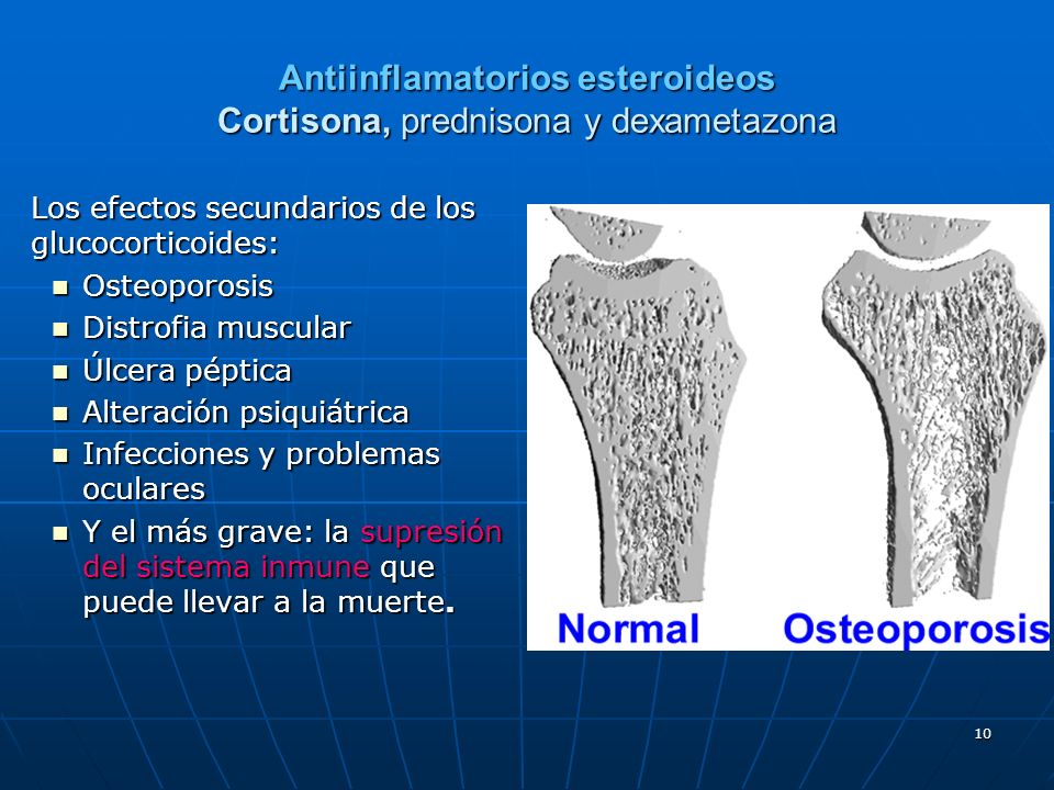 Antiinflamatorios esteroideos Cortisona, prednisona y dexametazona