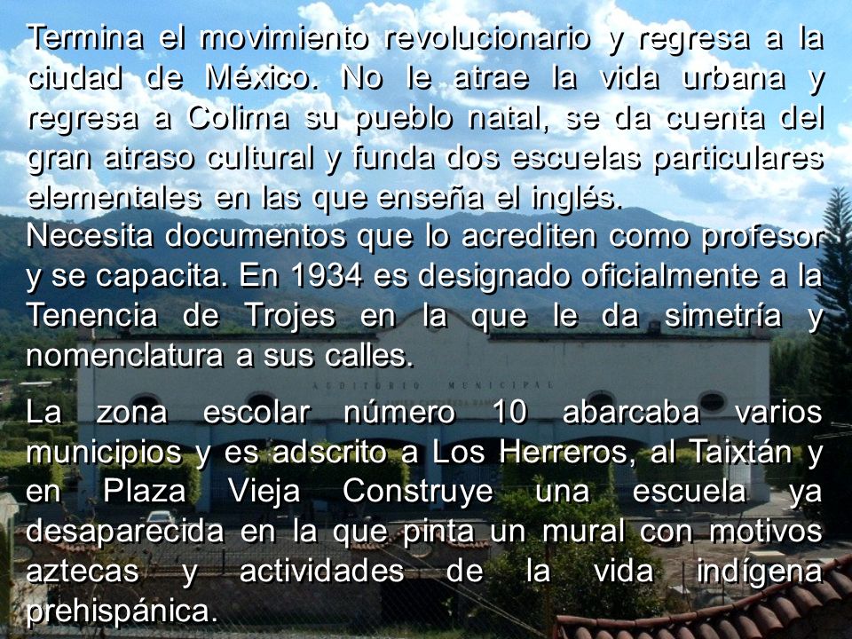 Termina el movimiento revolucionario y regresa a la ciudad de México