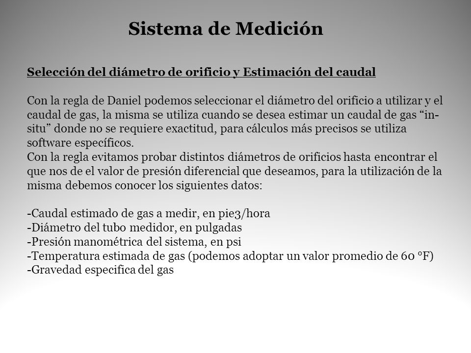 Sistema de Medición Selección del diámetro de orificio y Estimación del caudal.