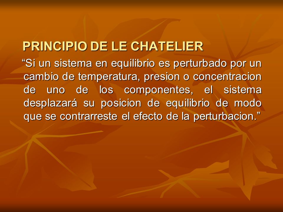 PRINCIPIO DE LE CHATELIER