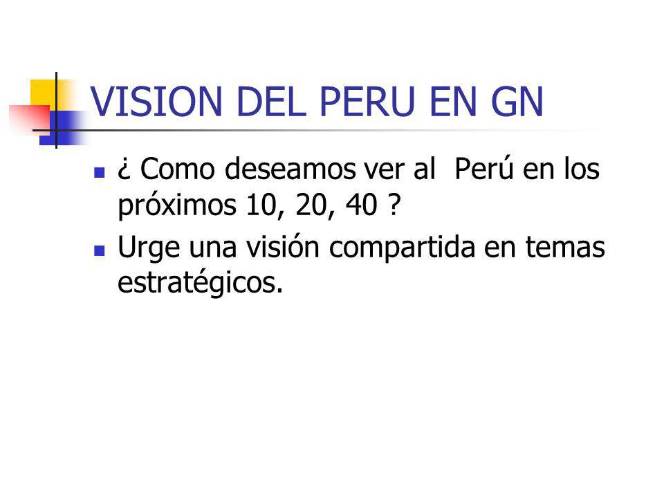 VISION DEL PERU EN GN ¿ Como deseamos ver al Perú en los próximos 10, 20, 40 .