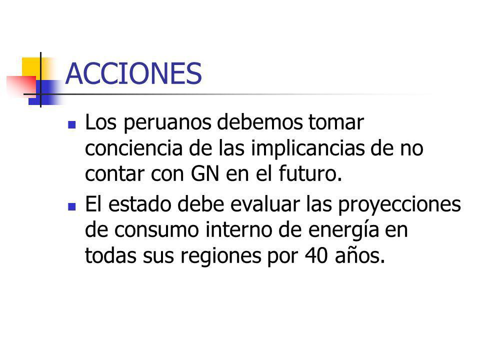 ACCIONES Los peruanos debemos tomar conciencia de las implicancias de no contar con GN en el futuro.