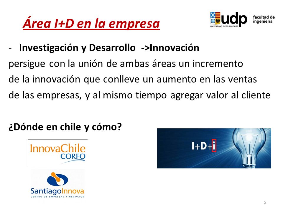 Área I+D en la empresa Investigación y Desarrollo ->Innovación