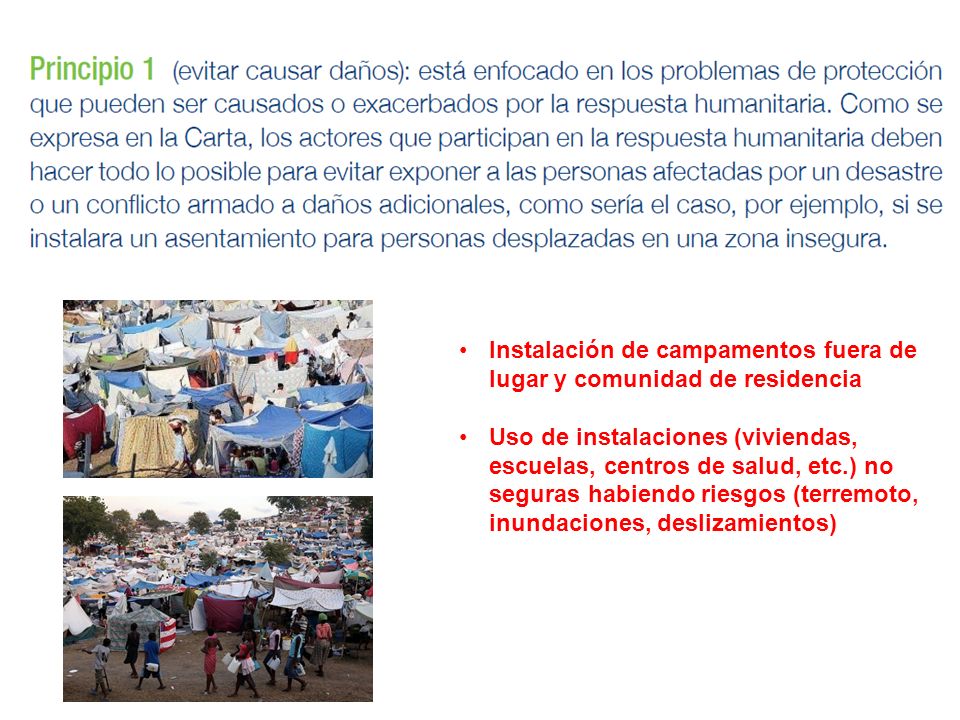 Instalación de campamentos fuera de lugar y comunidad de residencia