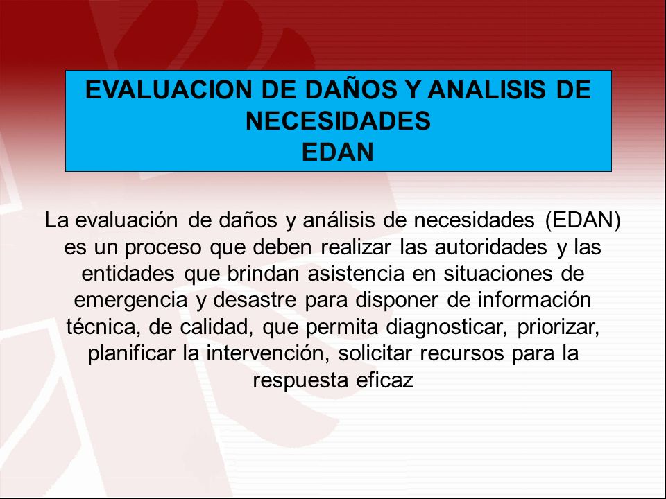 EVALUACION DE DAÑOS Y ANALISIS DE NECESIDADES