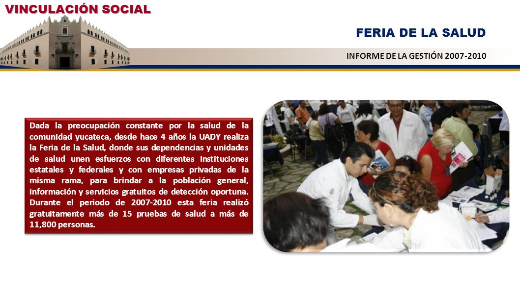 VINCULACIÓN SOCIAL FERIA DE LA SALUD INFORME DE LA GESTIÓN