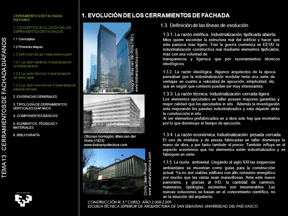 TEMA 13 . CERRAMIENTOS DE FACHADA DIÁFANOS