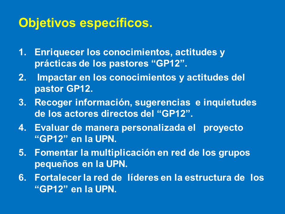 Objetivos específicos.