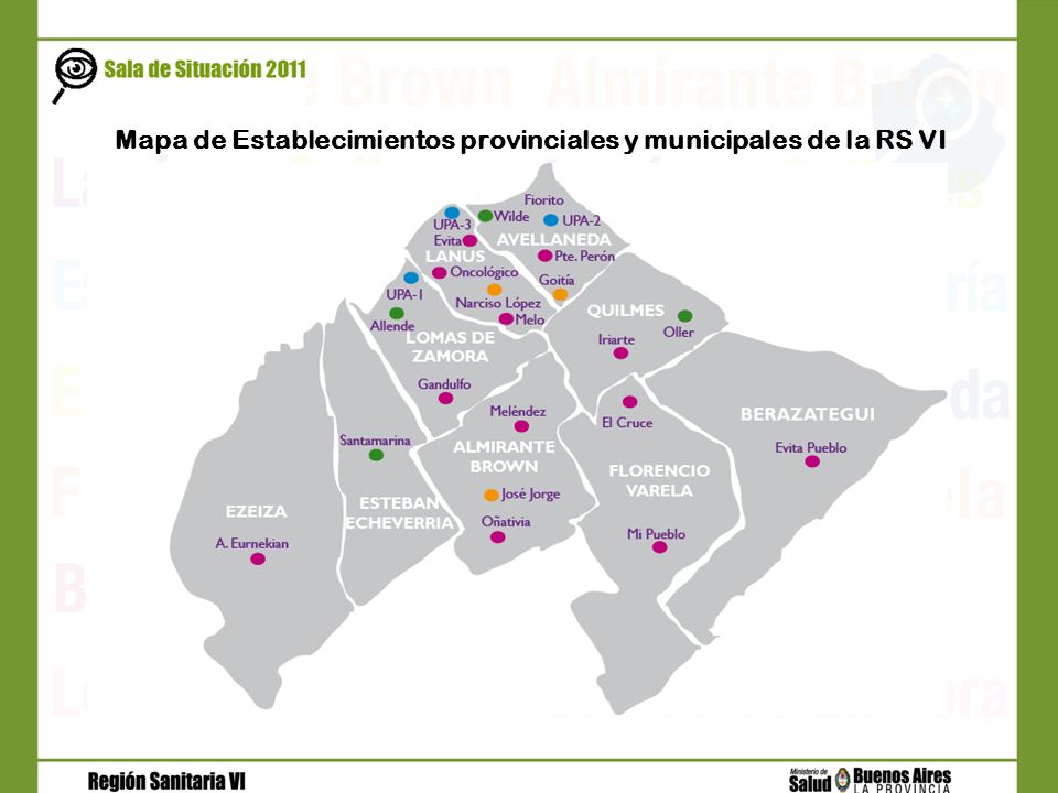 Mapa de Establecimientos provinciales y municipales de la RS VI