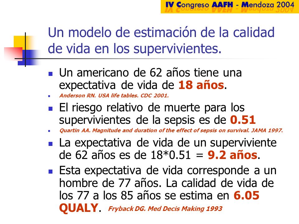 Un modelo de estimación de la calidad de vida en los supervivientes.