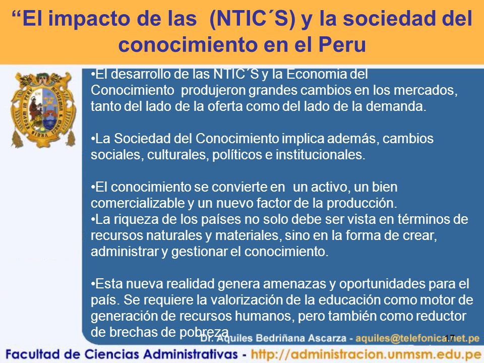 El impacto de las (NTIC´S) y la sociedad del conocimiento en el Peru