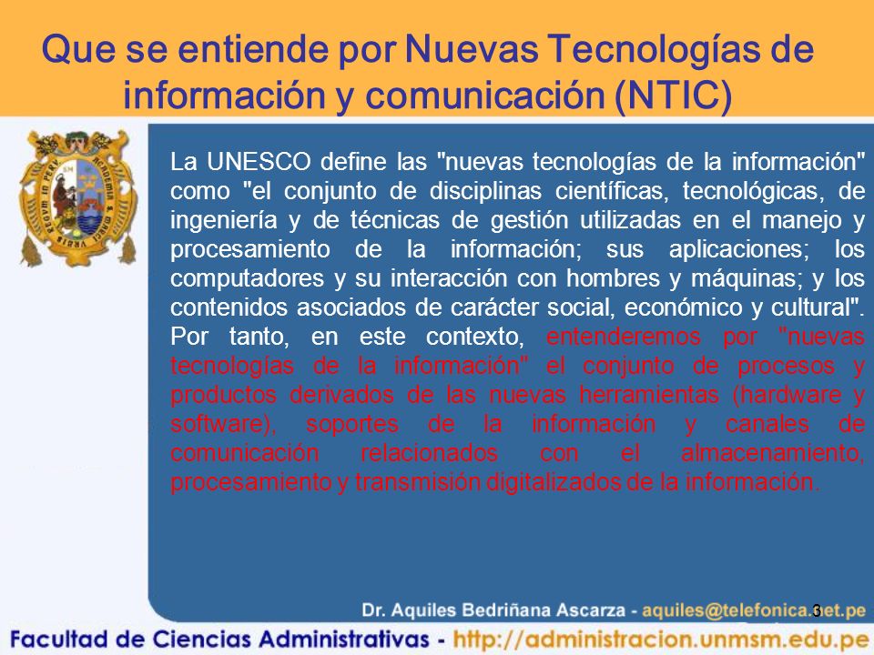 Que se entiende por Nuevas Tecnologías de información y comunicación (NTIC)
