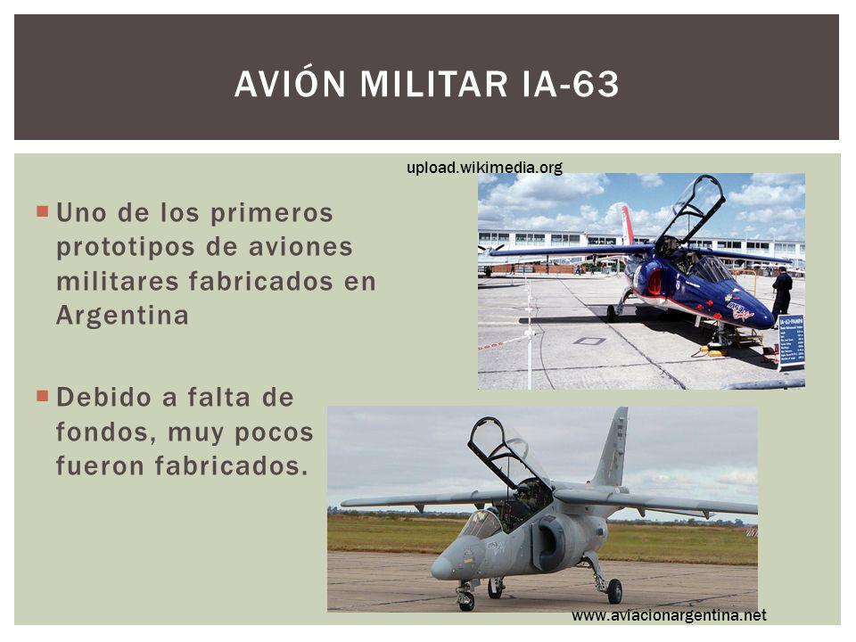 Avión militar IA-63 upload.wikimedia.org. Uno de los primeros prototipos de aviones militares fabricados en Argentina.