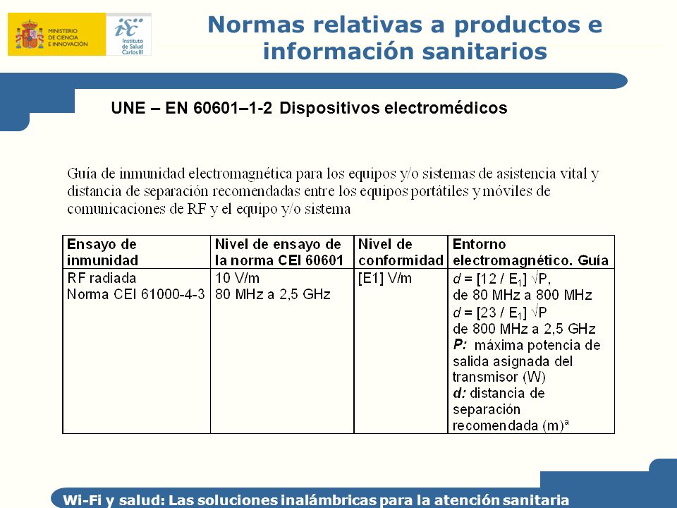 Normas relativas a productos e información sanitarios