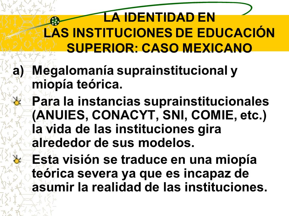 LA IDENTIDAD EN LAS INSTITUCIONES DE EDUCACIÓN SUPERIOR: CASO MEXICANO
