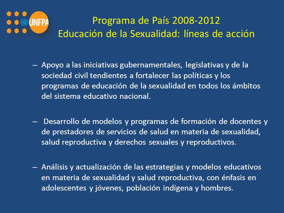 Programa de País Educación de la Sexualidad: líneas de acción