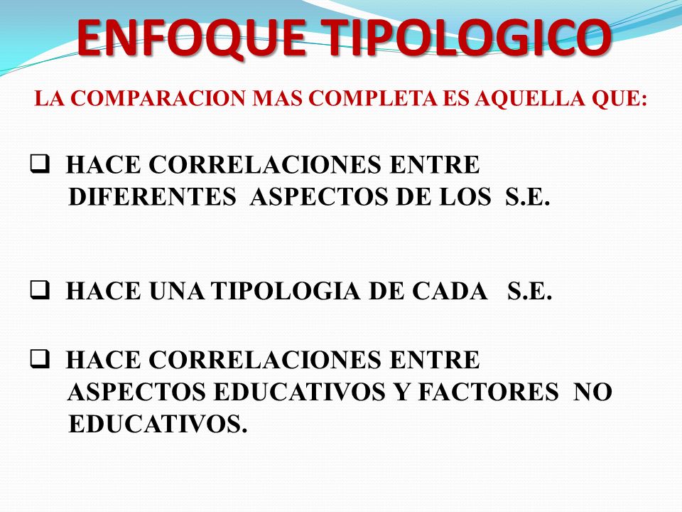 ENFOQUE TIPOLOGICO HACE CORRELACIONES ENTRE