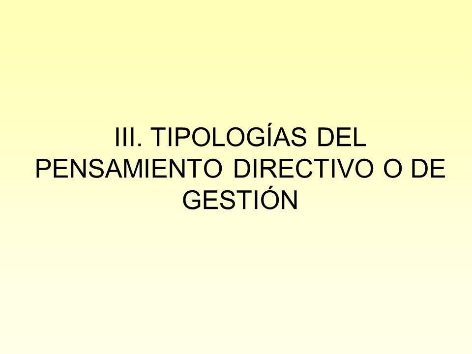 III. TIPOLOGÍAS DEL PENSAMIENTO DIRECTIVO O DE GESTIÓN