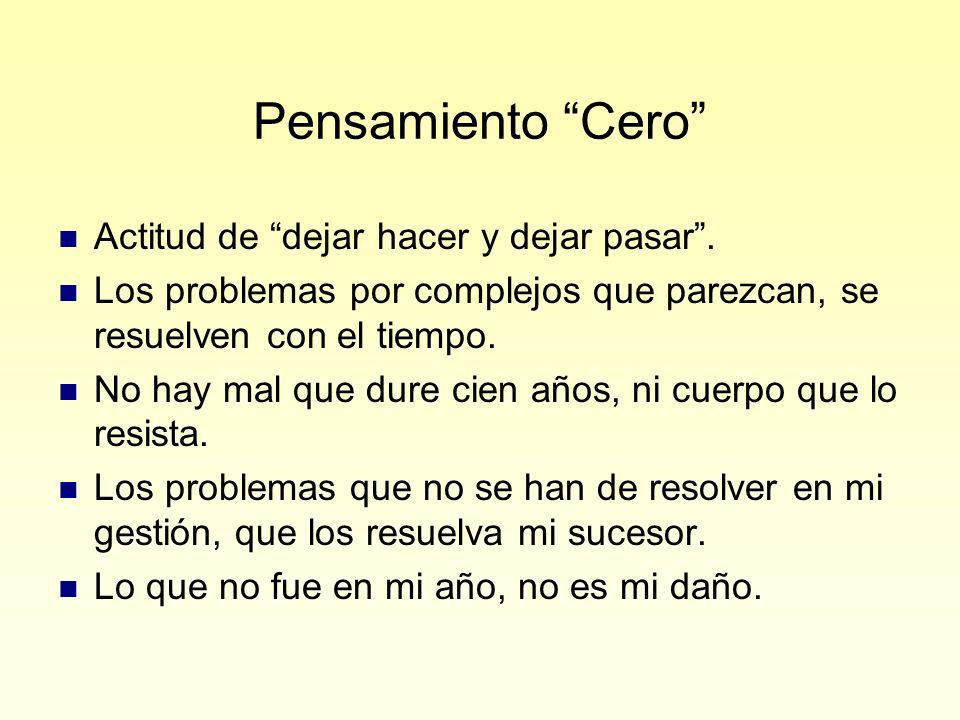 Pensamiento Cero Actitud de dejar hacer y dejar pasar .