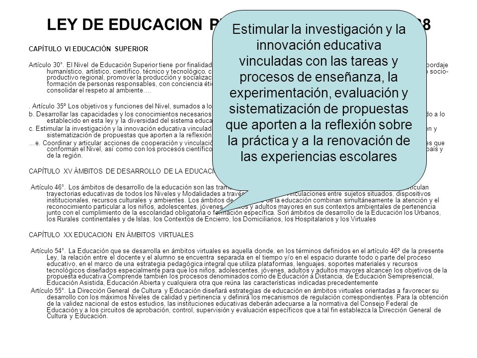 LEY DE EDUCACION PROVINCIAL – LEY Nº
