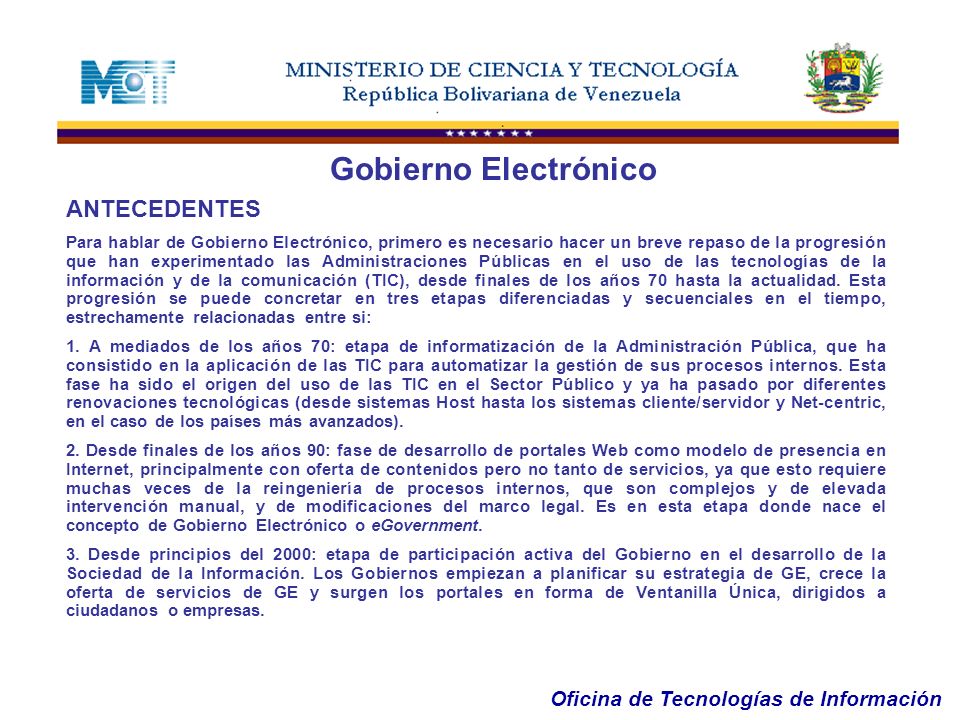 Gobierno Electrónico ANTECEDENTES