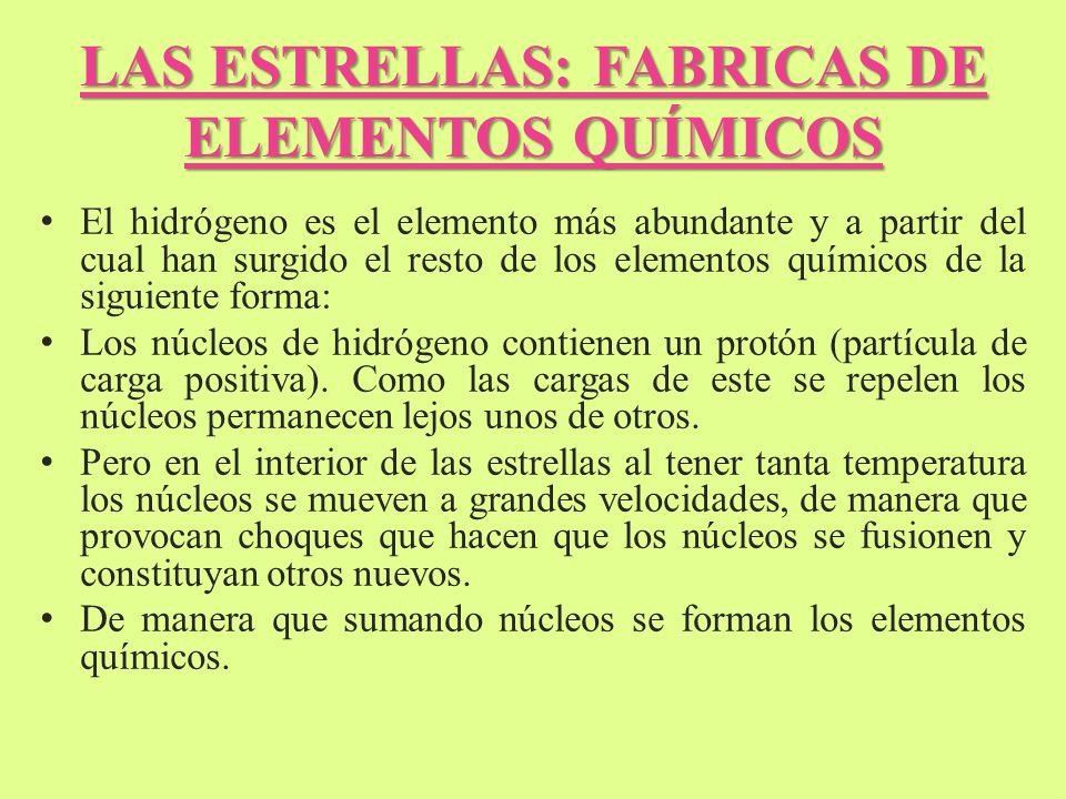LAS ESTRELLAS: FABRICAS DE ELEMENTOS QUÍMICOS