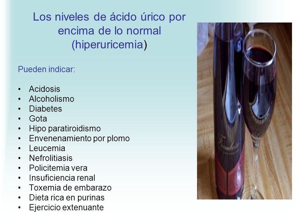 Los niveles de ácido úrico por encima de lo normal (hiperuricemia)