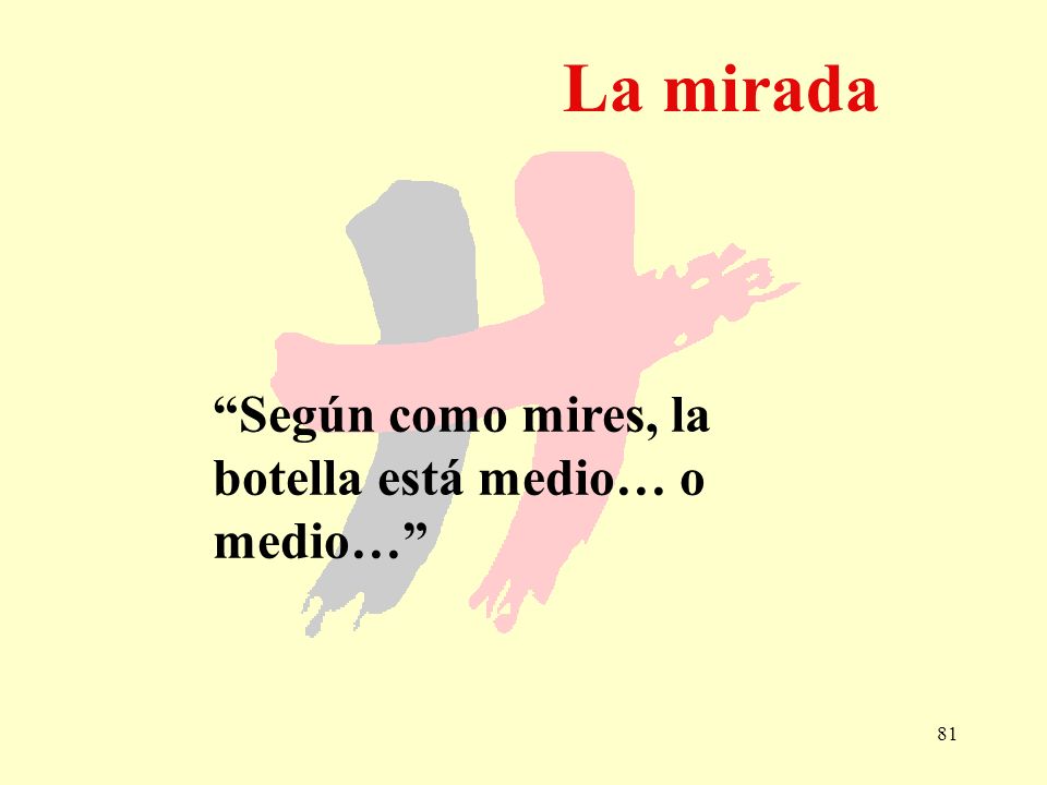 La mirada Según como mires, la botella está medio… o medio…