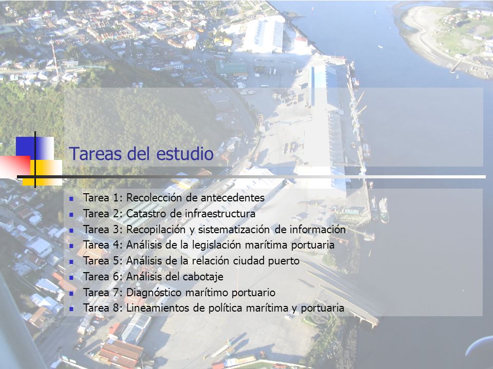 Tareas del estudio Tarea 1: Recolección de antecedentes