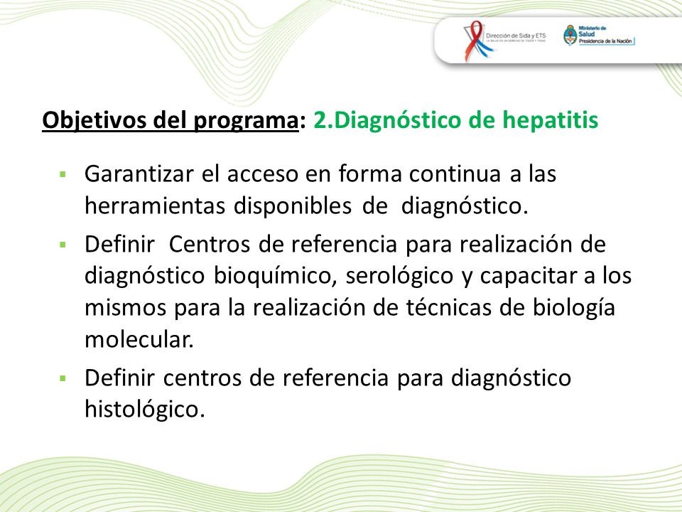 Objetivos del programa: 2.Diagnóstico de hepatitis