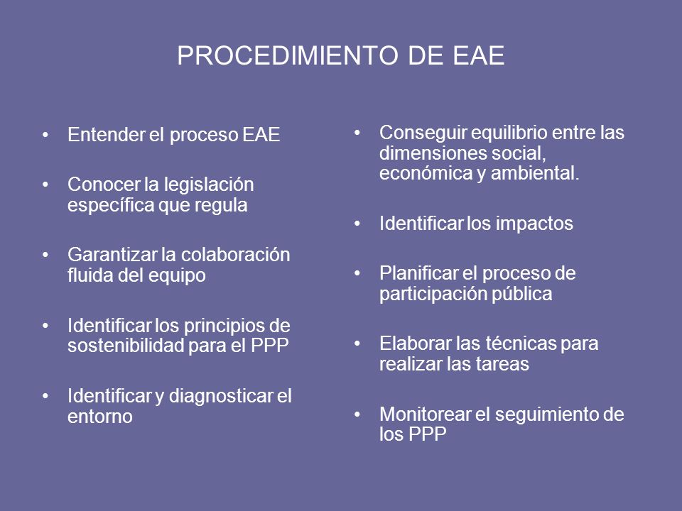 PROCEDIMIENTO DE EAE Entender el proceso EAE
