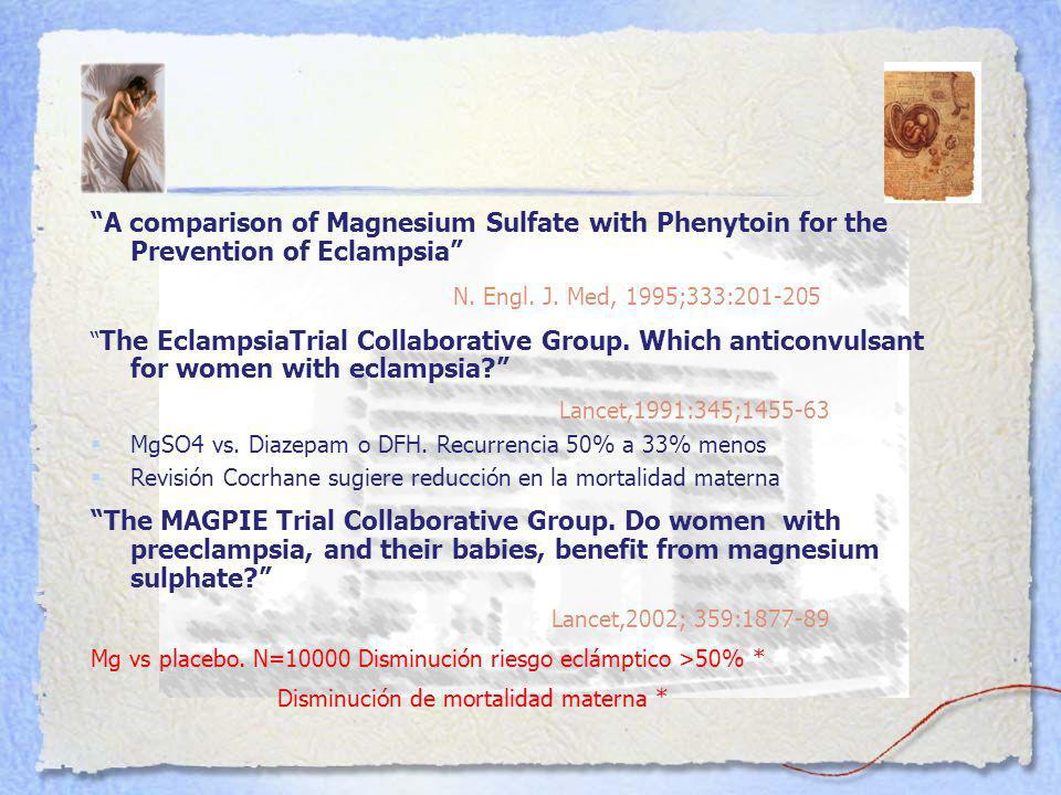 A comparison of Magnesium Sulfate with Phenytoin for the Prevention of Eclampsia