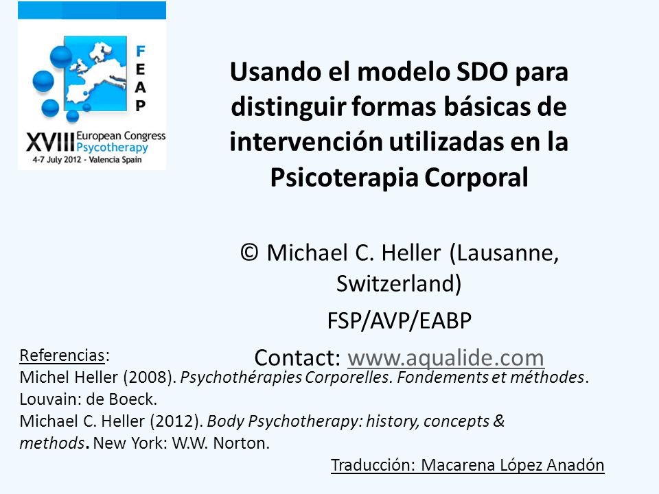Usando el modelo SDO para distinguir formas básicas de intervención utilizadas en la Psicoterapia Corporal