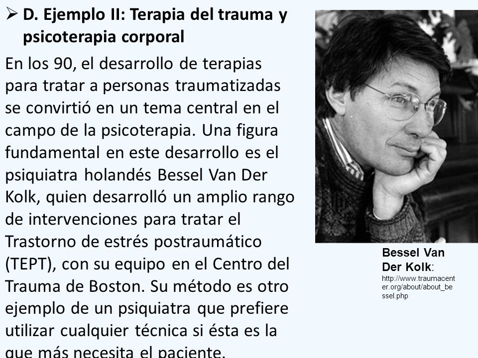 D. Ejemplo II: Terapia del trauma y psicoterapia corporal