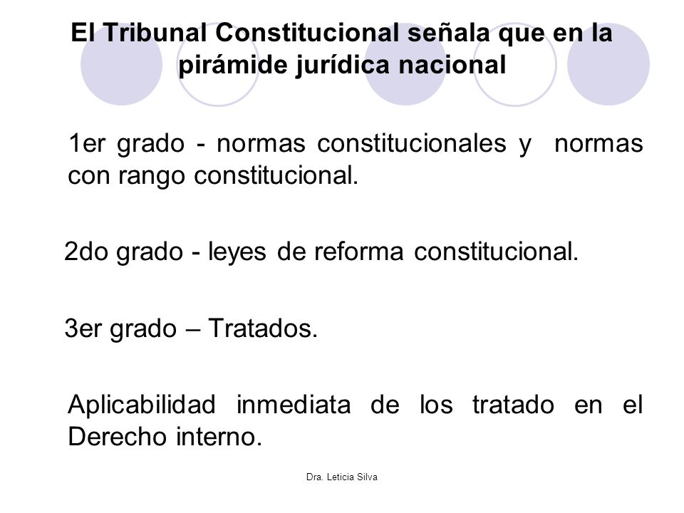 El Tribunal Constitucional señala que en la pirámide jurídica nacional