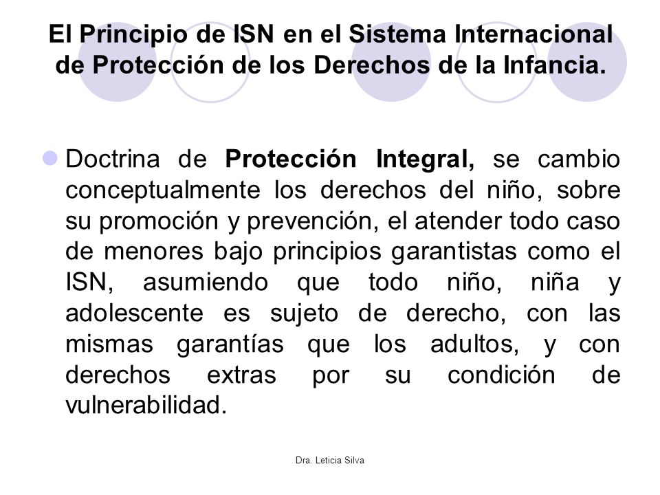 El Principio de ISN en el Sistema Internacional de Protección de los Derechos de la Infancia.