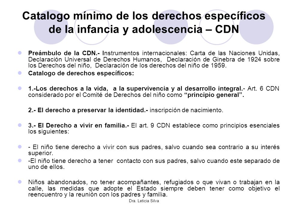 Catalogo mínimo de los derechos específicos de la infancia y adolescencia – CDN