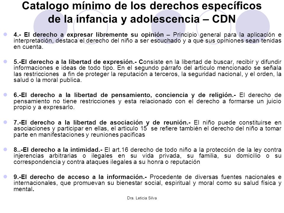 Catalogo mínimo de los derechos específicos de la infancia y adolescencia – CDN