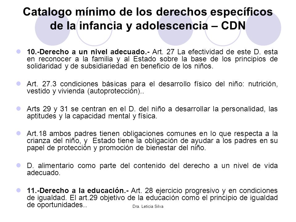 Catalogo mínimo de los derechos específicos de la infancia y adolescencia – CDN