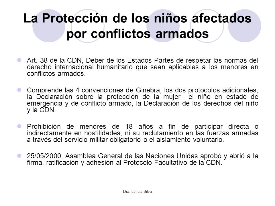 La Protección de los niños afectados por conflictos armados