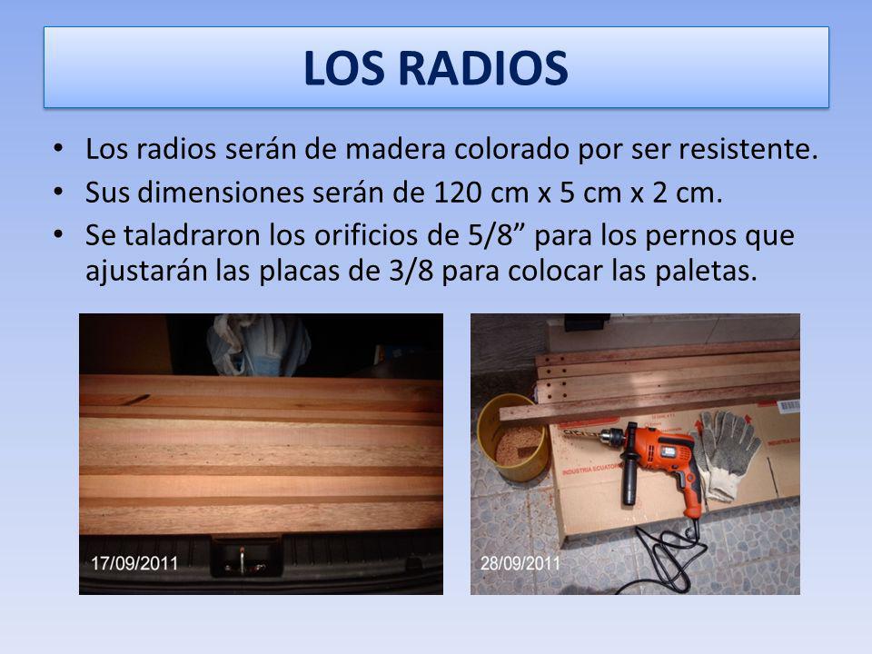 LOS RADIOS Los radios serán de madera colorado por ser resistente.