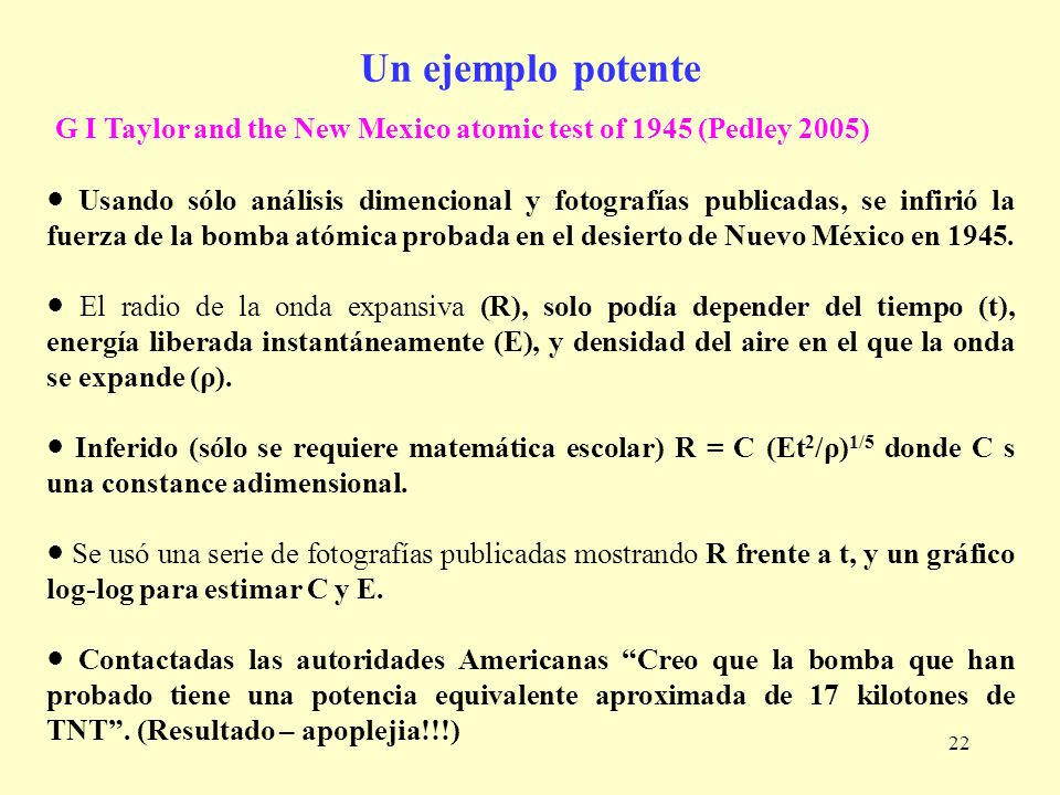 Un ejemplo potente G I Taylor and the New Mexico atomic test of 1945 (Pedley 2005)
