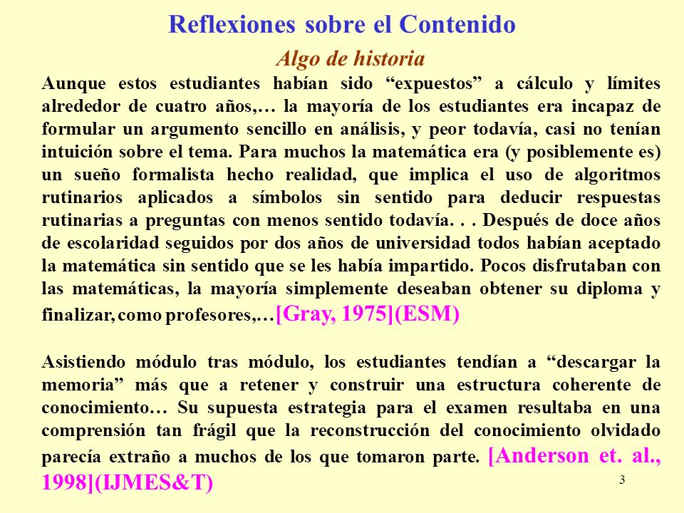 Reflexiones sobre el Contenido