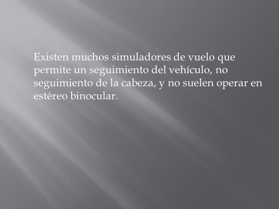 Existen muchos simuladores de vuelo que permite un seguimiento del vehículo, no seguimiento de la cabeza, y no suelen operar en estéreo binocular.