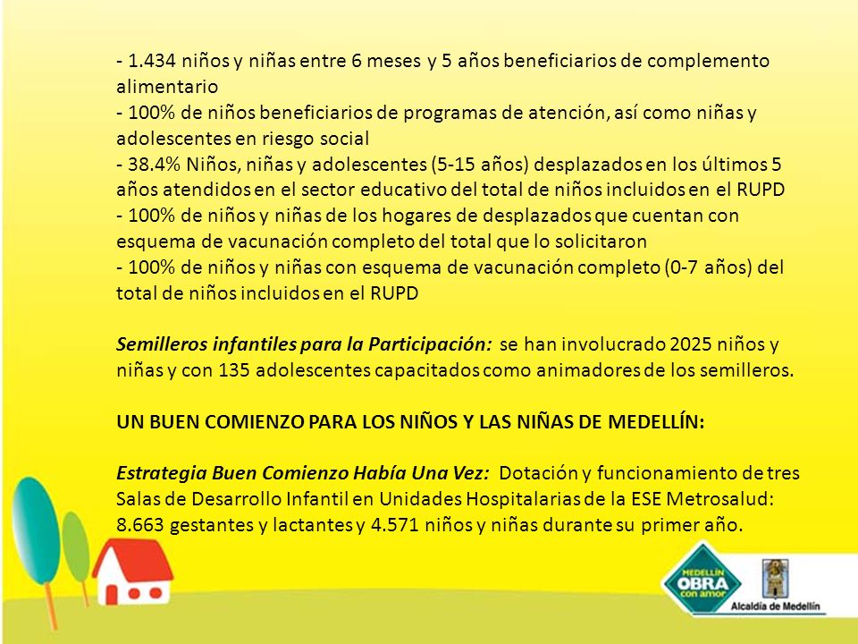 niños y niñas entre 6 meses y 5 años beneficiarios de complemento alimentario