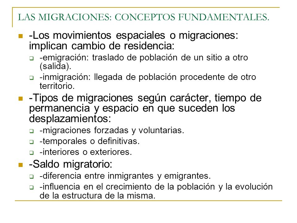 LAS MIGRACIONES: CONCEPTOS FUNDAMENTALES.